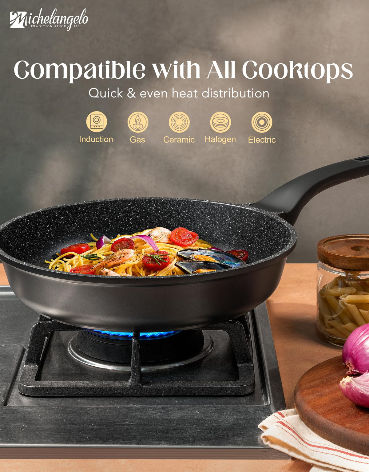 MICHELANGELO durable construction resists warping for long-term kitchen use.