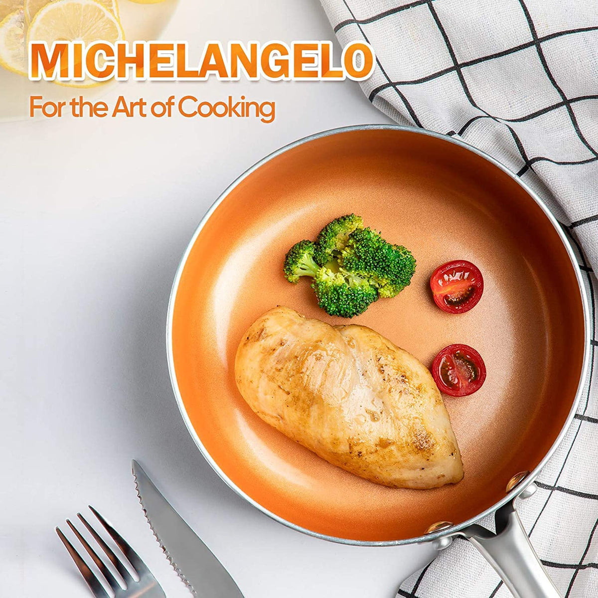 Small MICHELANGELO pan being used to cook a single egg