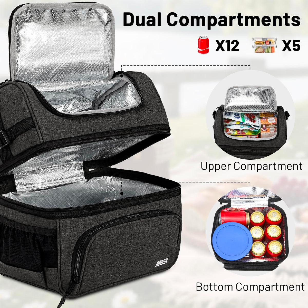 MIER bottom insulated compartment keeps drinks cold and fresh for hours