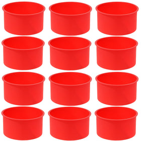 Mifengda 12pcs red round silicone cake molds 4-inch for easy, non-stick baking.