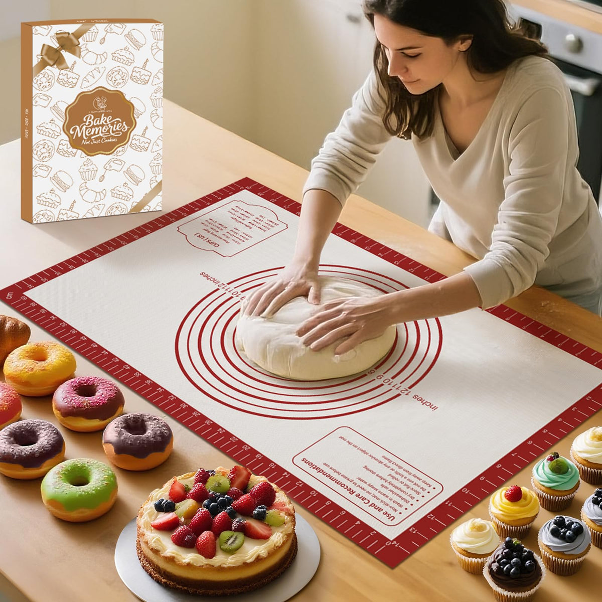 Mimekitchen silicone baking mat flat view with generous surface for even dough rolling