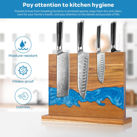 Minyuexia kitchen art knife stand doubles as a décor piece on the counter.