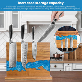 Minyuexia wood and resin knife block features seamless edges for safe, smooth handling.