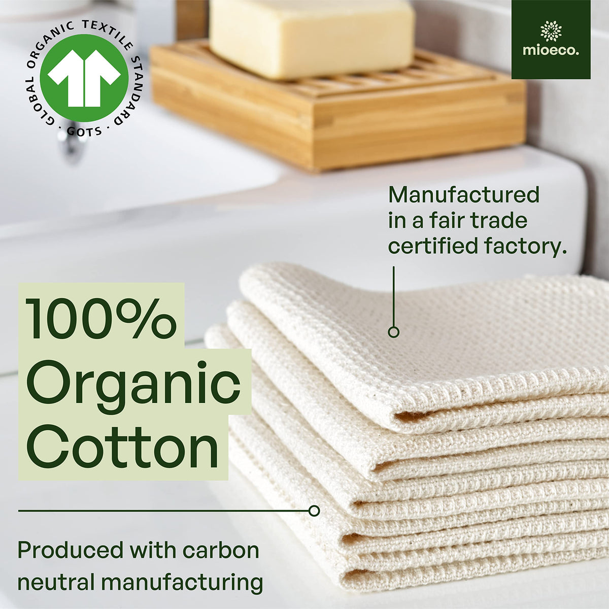 mioeco super absorbent organic cotton towels soaking up spills quickly