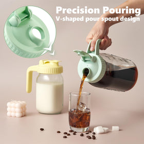 Miradexic leak-proof pour spout pitcher with silicone seals.