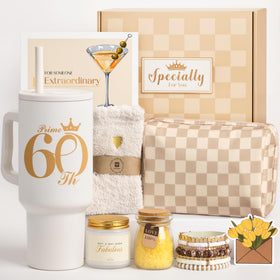 Mirasphere 60th birthday tumbler, insulated for hot or cold drinks on the go.