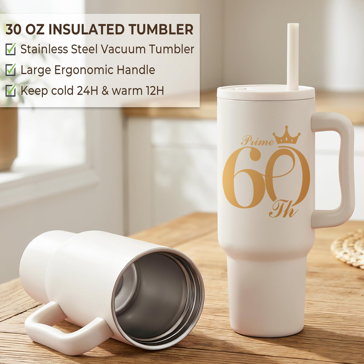 Mirasphere 60th candle in retro chic design for cozy evenings.