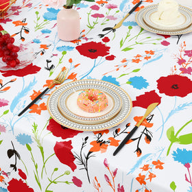 Misaya 52x70 inch floral pattern tablecloth on a dining table