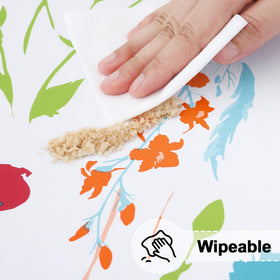 misaya flannel-backed tablecloth features soft backing that safeguards tabletops.