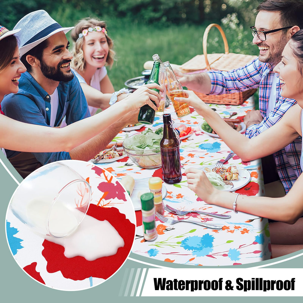 Misaya tablecloth with soft flannel backing offering anti-slip comfort