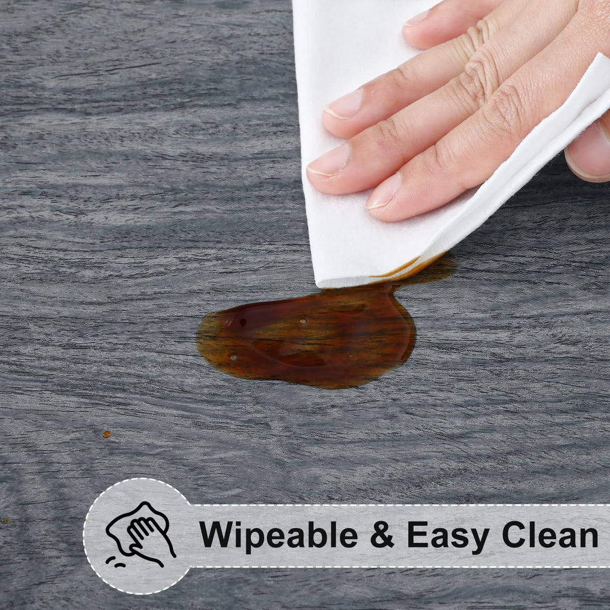Misaya round tablecloth easy to clean with a damp cloth for quick cleanup.