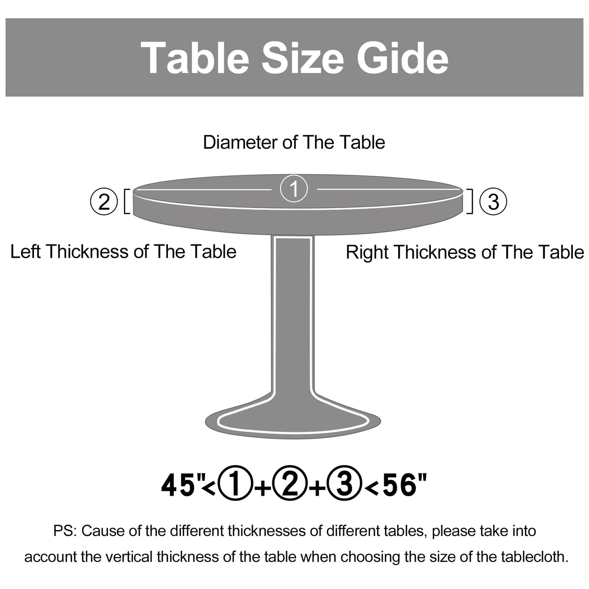 Misaya 45-56 inch round fit tablecloth aligns securely on most round tables.
