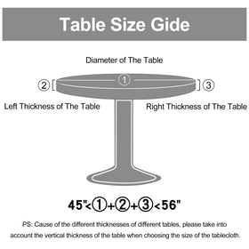 Misaya 45-56 inch round fit tablecloth aligns securely on most round tables.