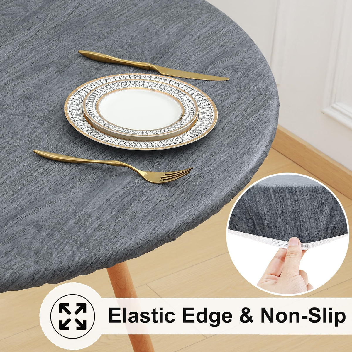 Misaya waterproof vinyl table cover shields the table from spills