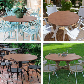 Misaya wood grain pattern on the tablecloth adds natural warmth to the table.