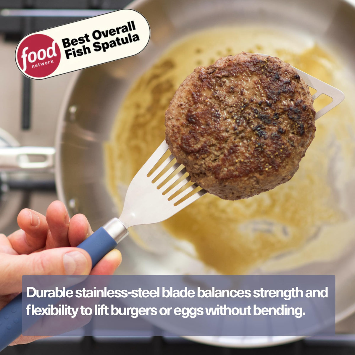 Misen Fish Spatula silicone grip handle detail for secure control.