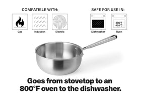 Misen oven-safe up to 800F for finishing dishes.