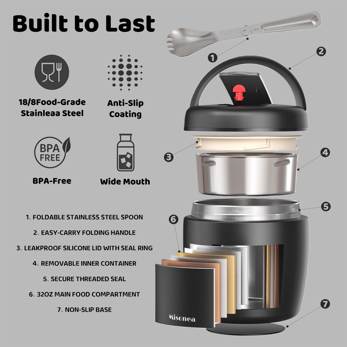 Misonea Thermo inner bowl compartment keeps two foods separate.