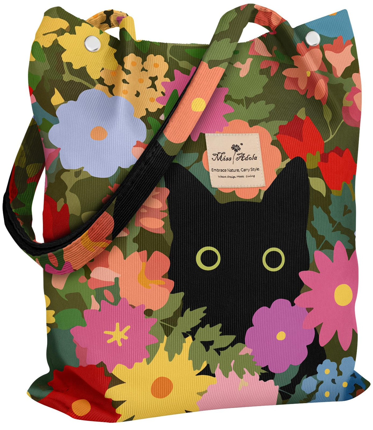Miss Adola corduroy tote bag with inner pocket for organized daily essentials.