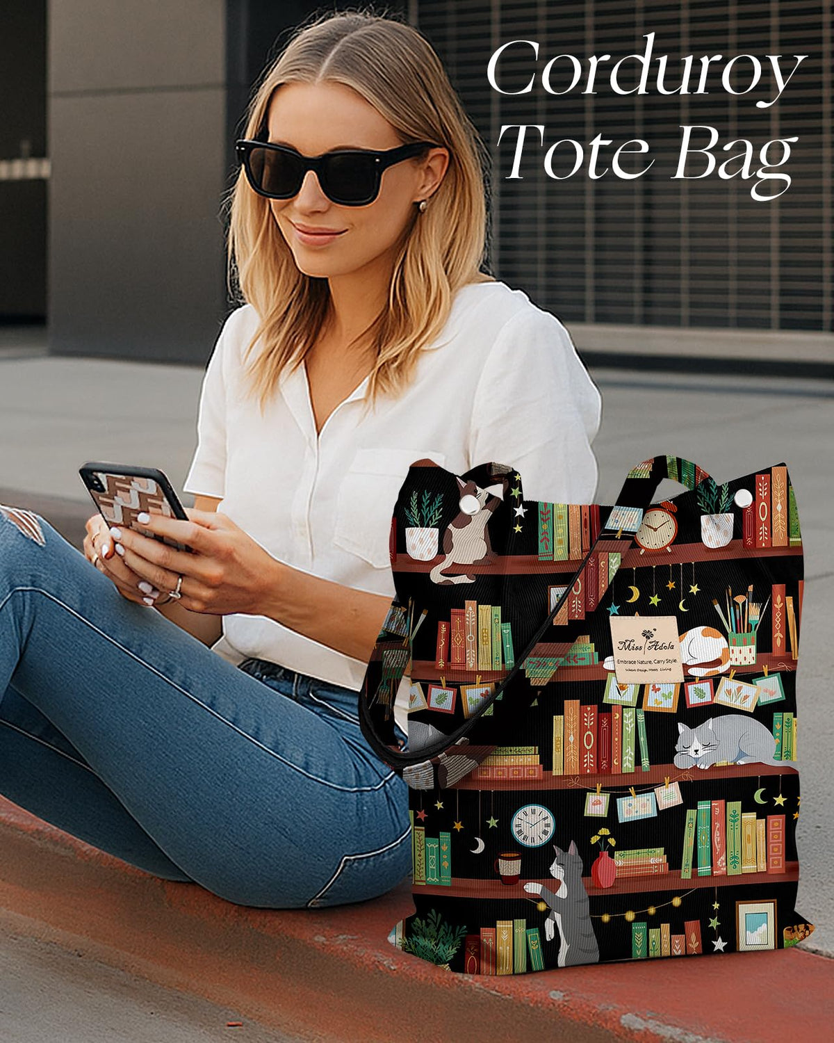 Miss Adola corduroy tote makes a thoughtful gift for stylish everyday use