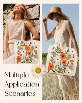 Miss Adola Embroidery Tote in stylish-aesthetic-pattern ideal for work or errands.