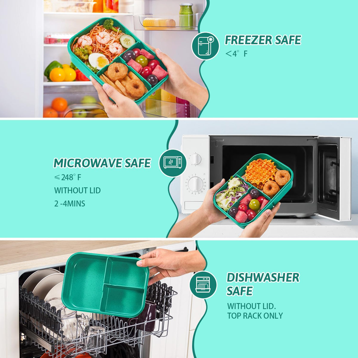 MISS BIG Bento Box for Kids microwave-safe without lid for reheating.