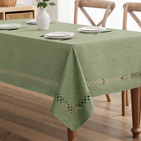 MIULEE Sage Green tablecloth with full-frame cutouts enhances elegant dining