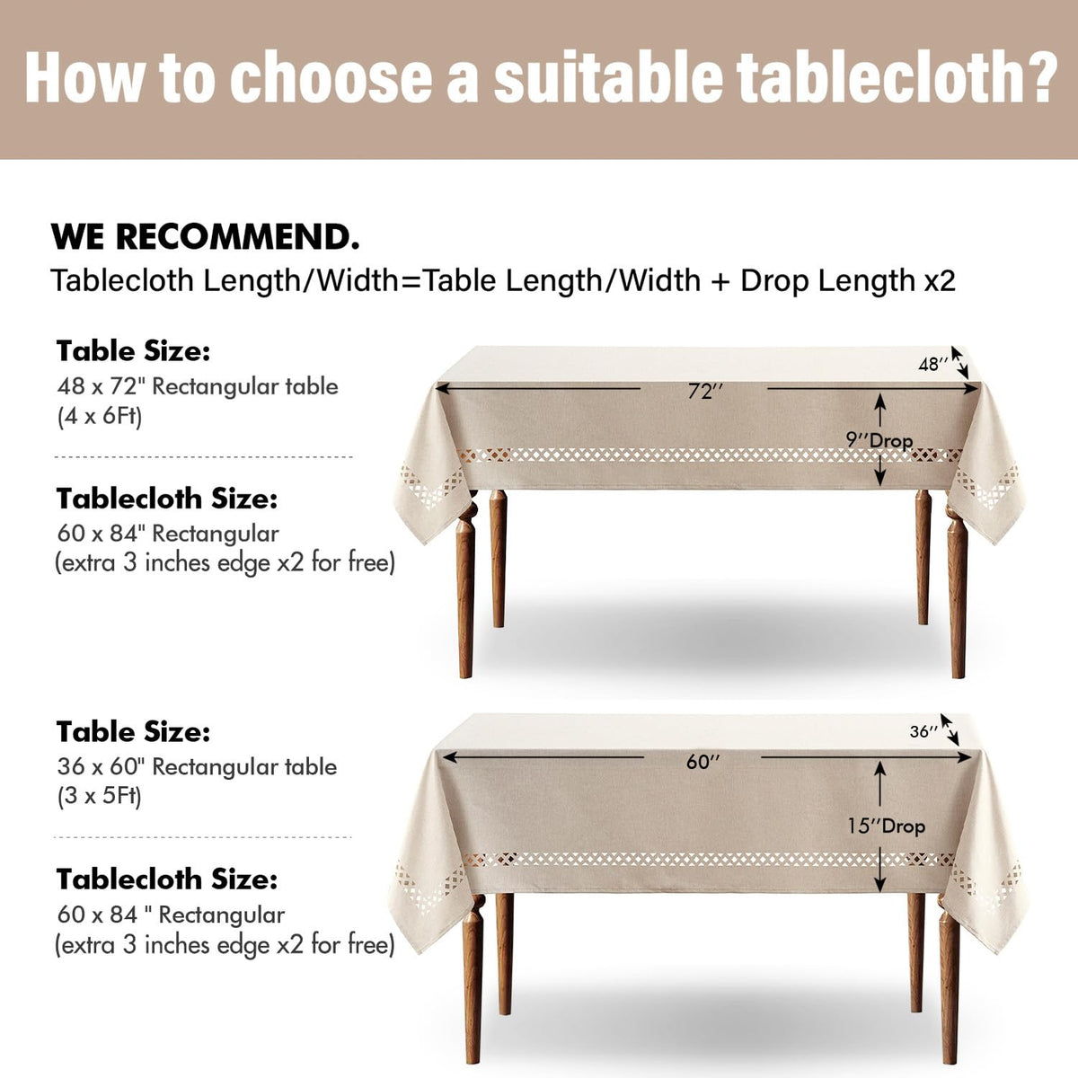 MIULEE 60x84 inch size fits large rectangular tables well