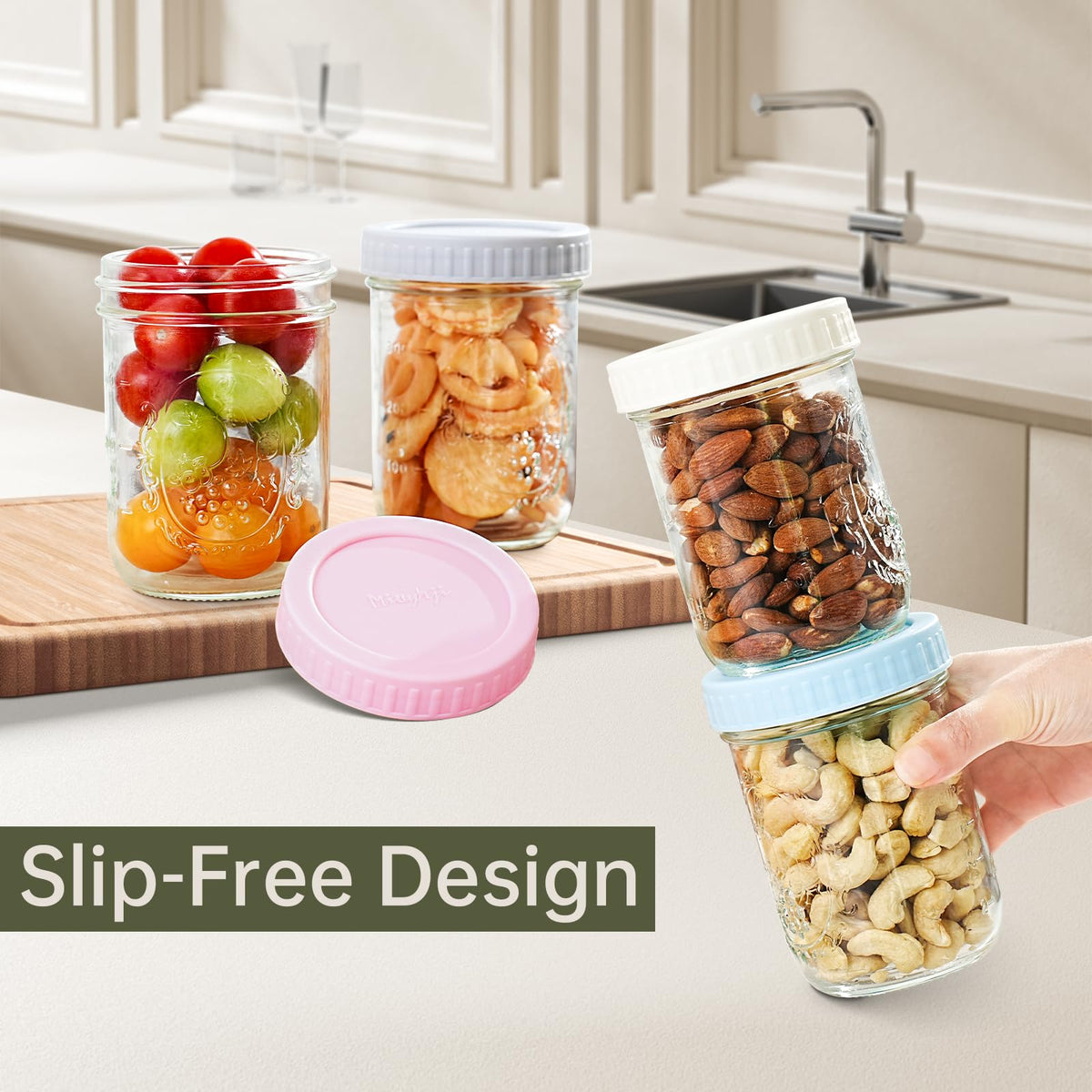 Miuyhji securely stackable lid design fits tight fridge spaces.