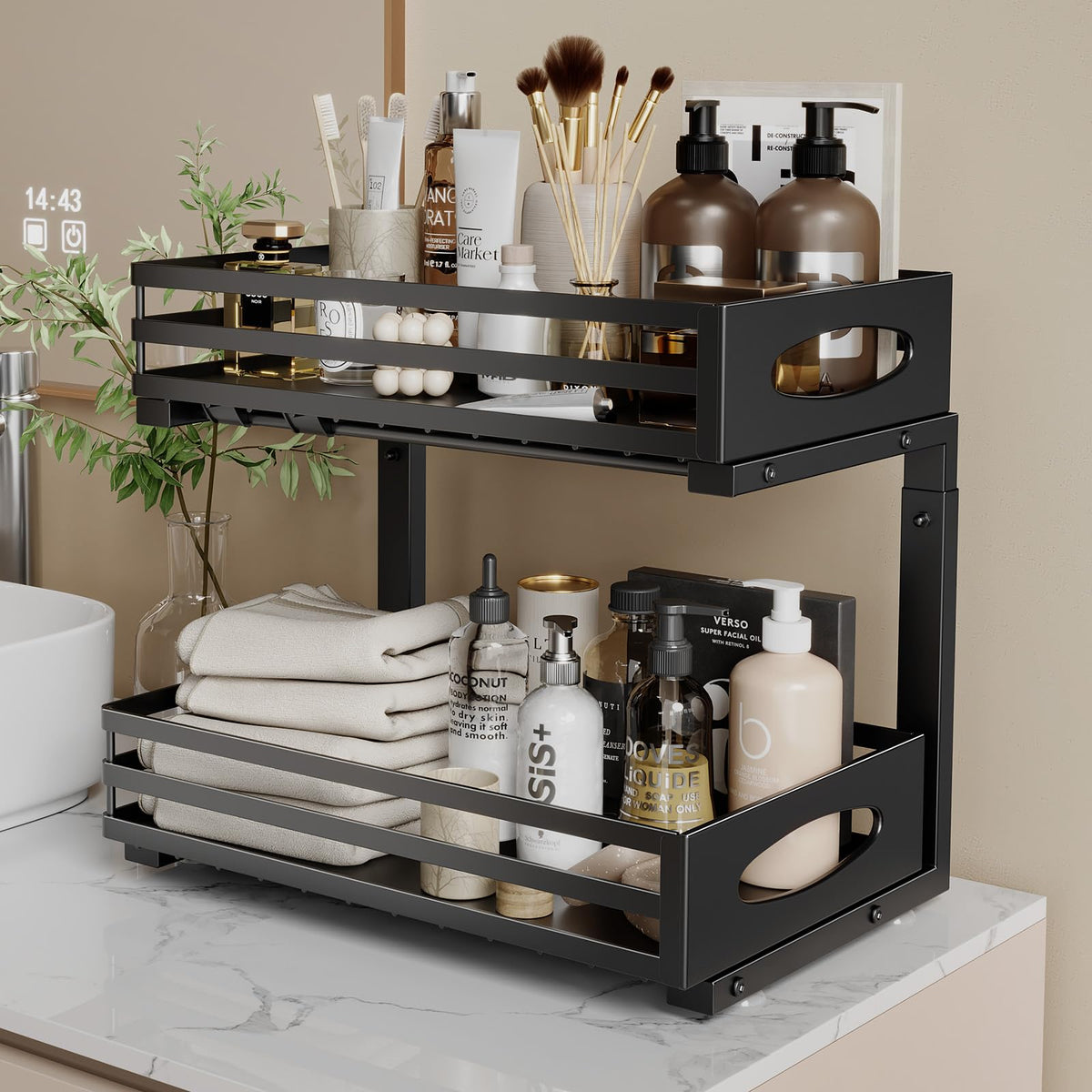 Mixeshop black under-sink storage blends with modern kitchens and baths