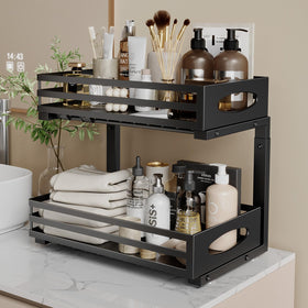 Mixeshop black under-sink storage blends with modern kitchens and baths