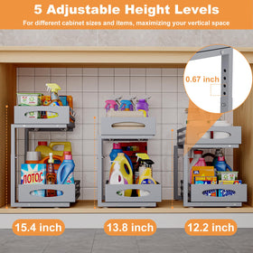 Mixeshop under-sink organizer 2-tier assembly easy demonstrates quick setup.