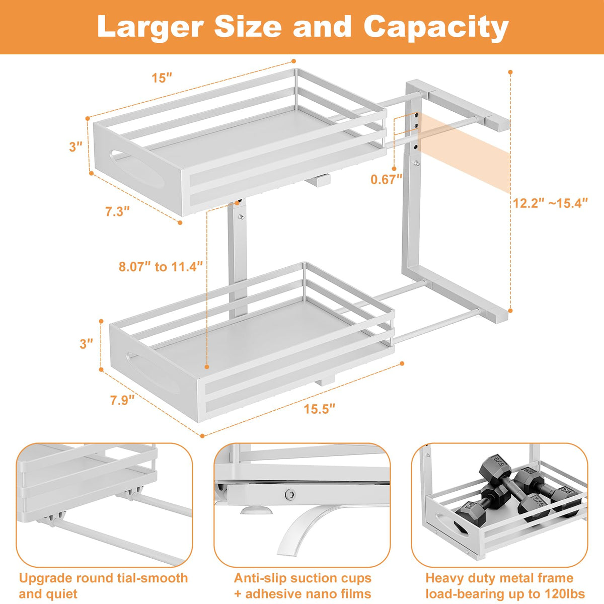 Mixeshop slide-out basket keeps cabinet contents visible and reachable.
