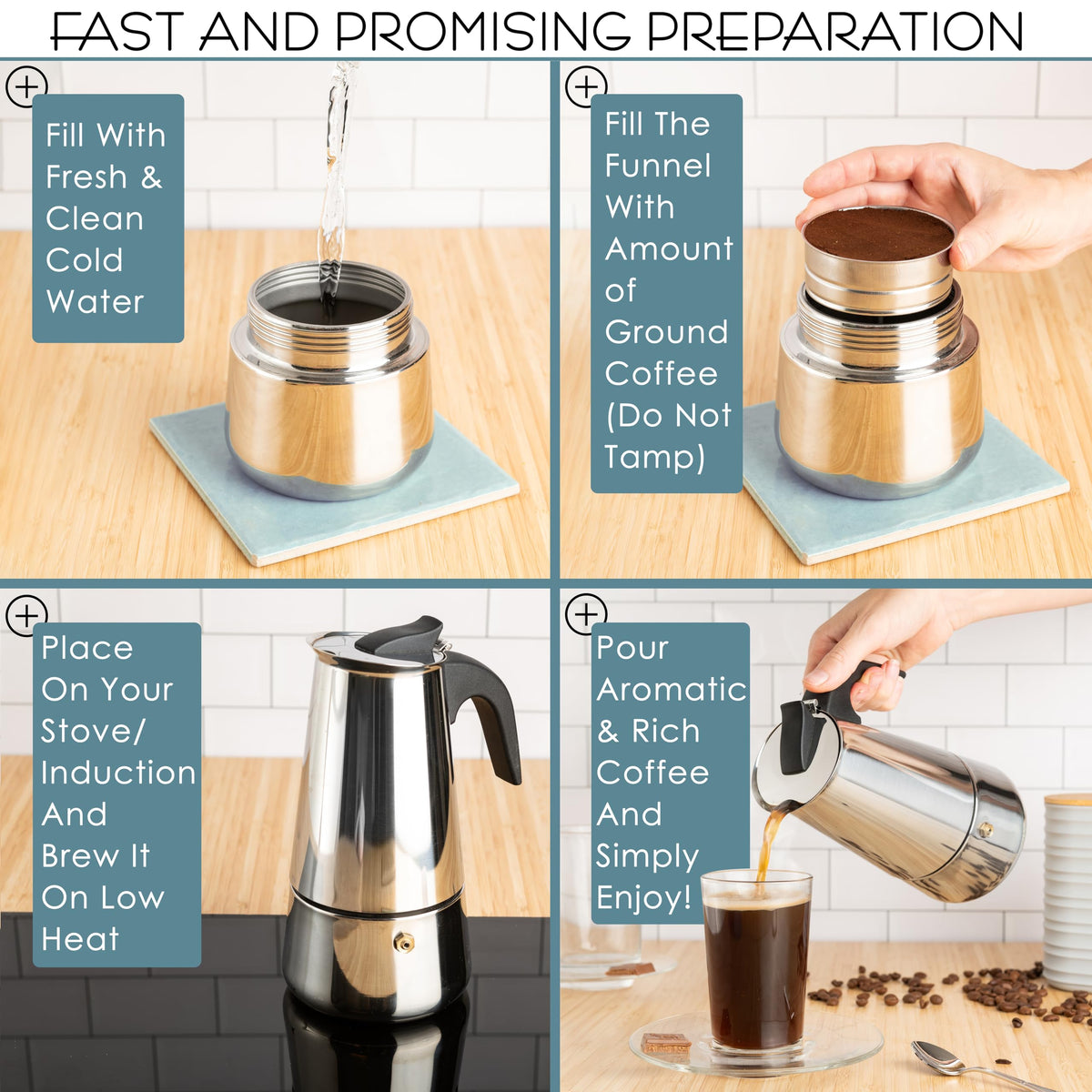 Built-in filter in Mixpresso moka pot eliminates need for paper filters