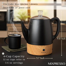 Mixpresso percolator removable-filter-basket; easy clean and reuse