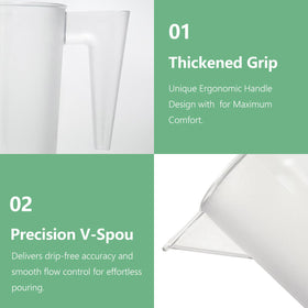Ergonomic 7-shaped handle on MiziDo cup ensures secure pouring and mixing
