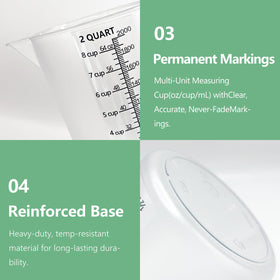 Non-slip, spill-free design on MiziDo measuring cup reduces drips during transfer