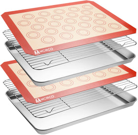M MCIRCO stainless steel baking sheet for even heat and easy release.