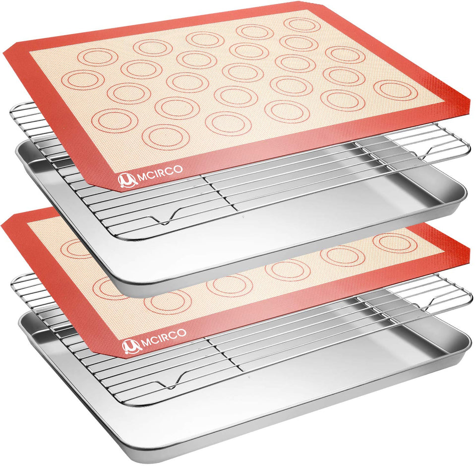 M MCIRCO stainless steel baking sheet for even heat and easy release.