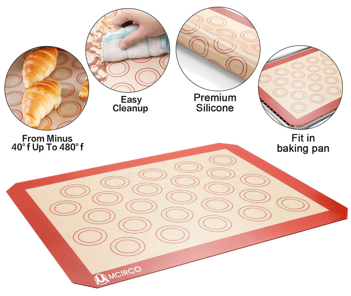 M MCIRCO raised feet lift food above juices for easier draining.