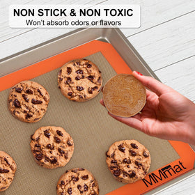 MMMAT half-sheet size fits standard pans for pizzas and cookies.