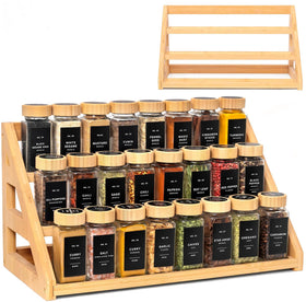 MNADSFKJ three-tier bamboo spice rack on countertop for easy access to spices