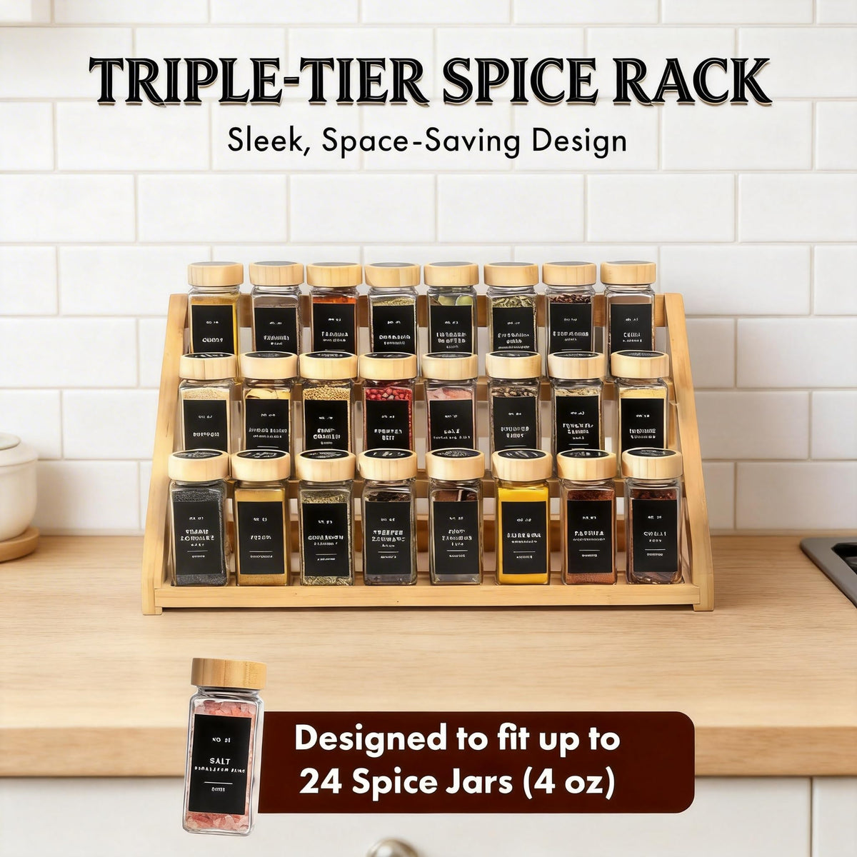 Close-up of MNADSFKJ bamboo texture highlighting durable spice storage
