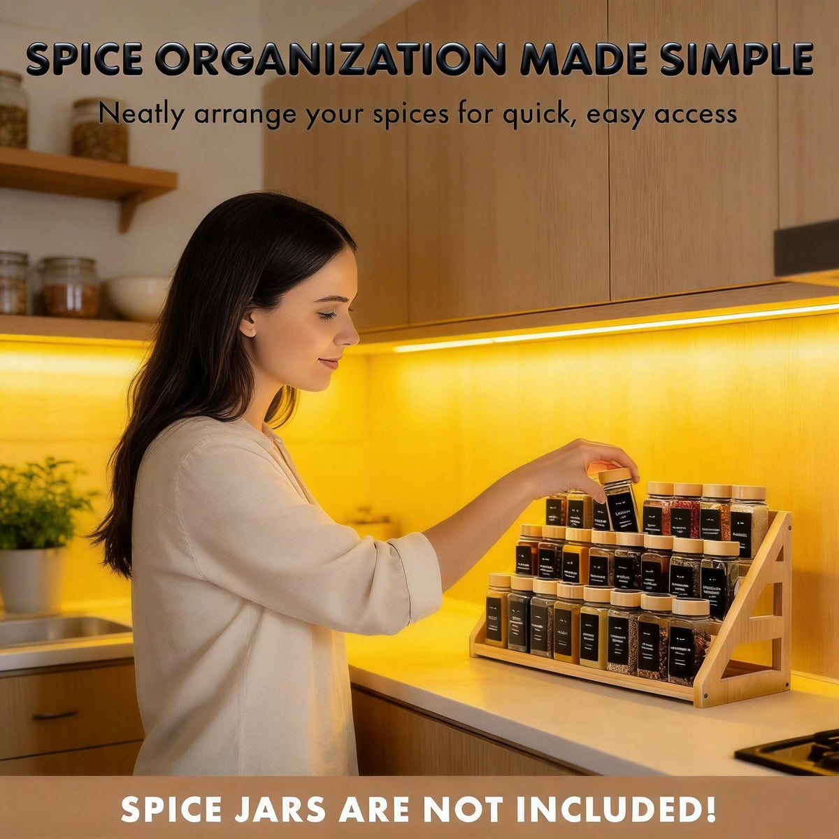 MNADSFKJ pantry storage setup using the 3-tier spice rack