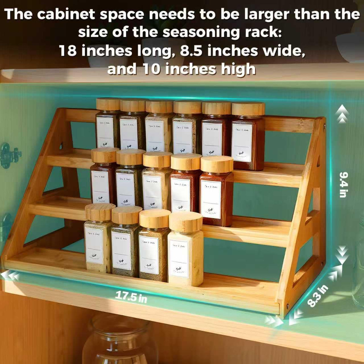Side view of MNADSFKJ 3-tier spice rack showing compact footprint
