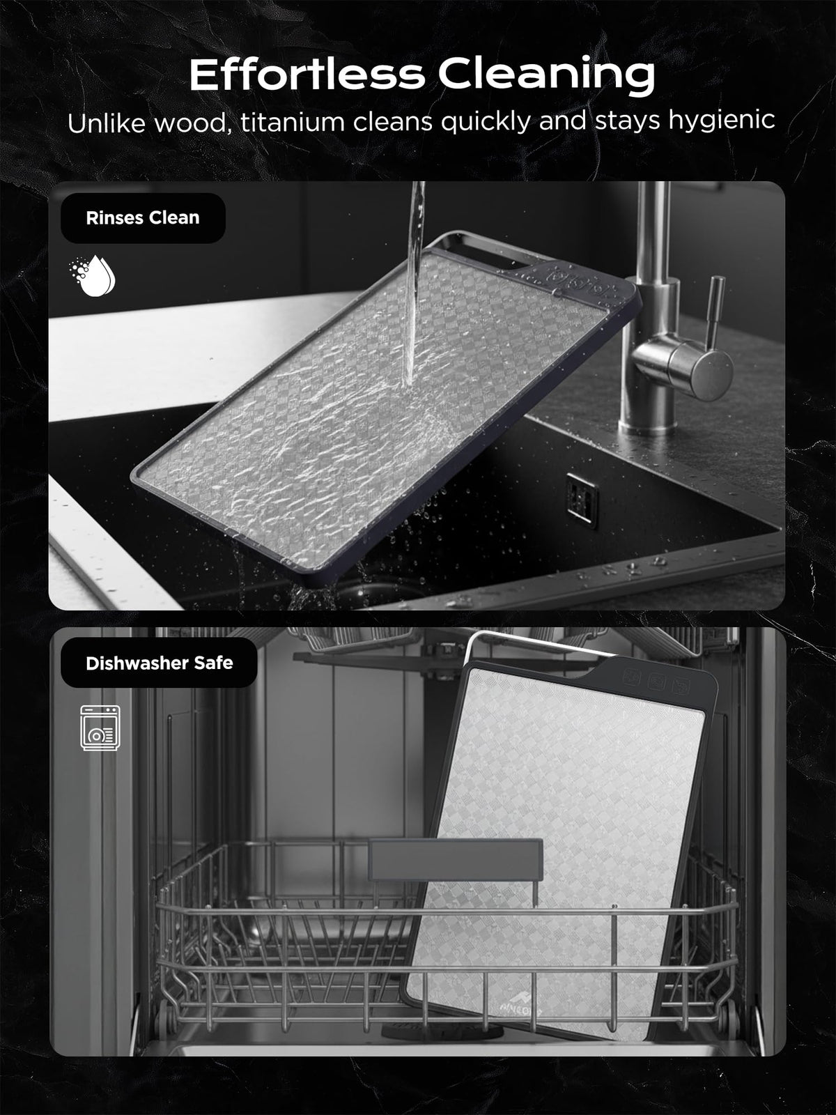 MNCOZY kitchen board in use on a busy countertop.