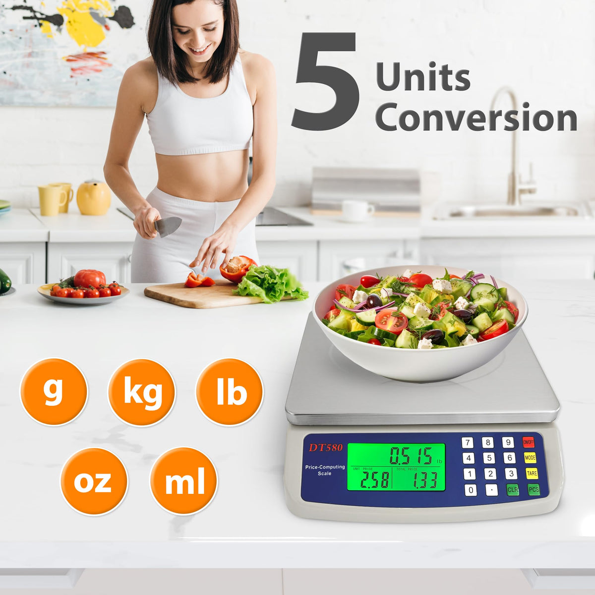 MOCCO stainless-steel deli scale for durable, everyday kitchen weighing.