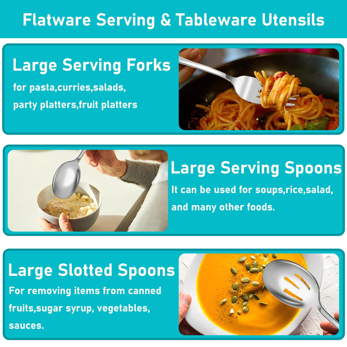 ModaSin serving spoons 8.7-inch in mirror finish for easy serving