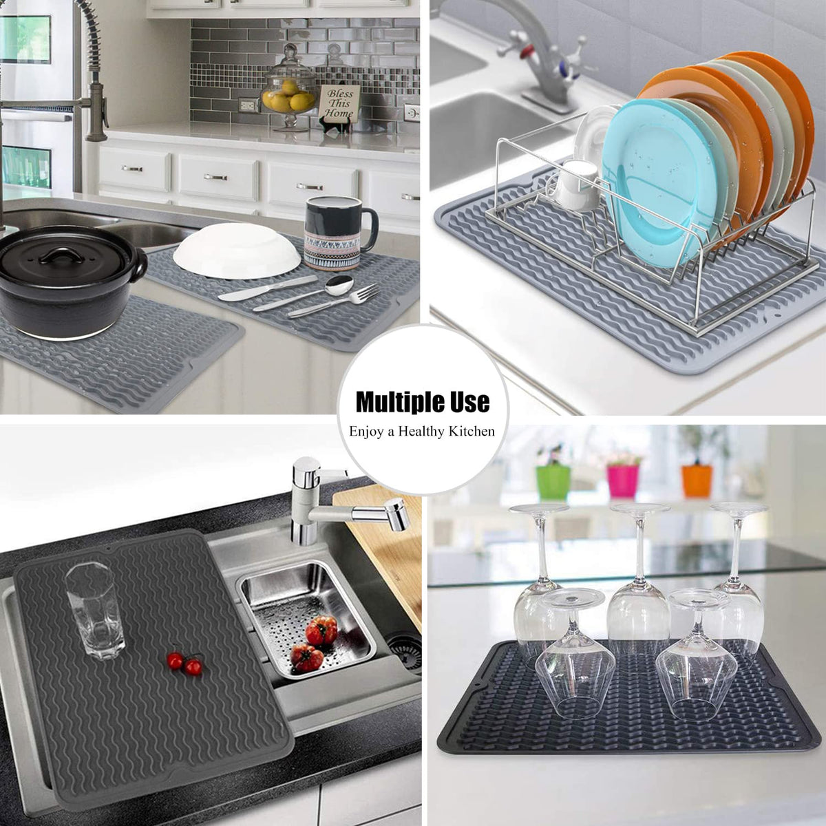 MODENGKONGJIAN non-slip mat doubles as pet feeding surface.
