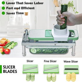 Interchangeable 10-blade system enables precise slicing, dicing and shredding.